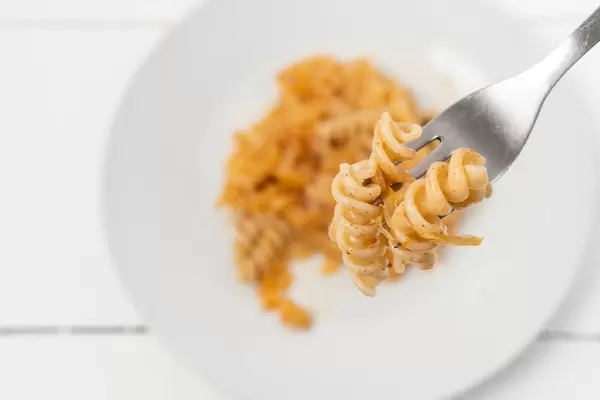 Top view of Tasty Pasta with Sauerkraut on the plate (Flip 2020)