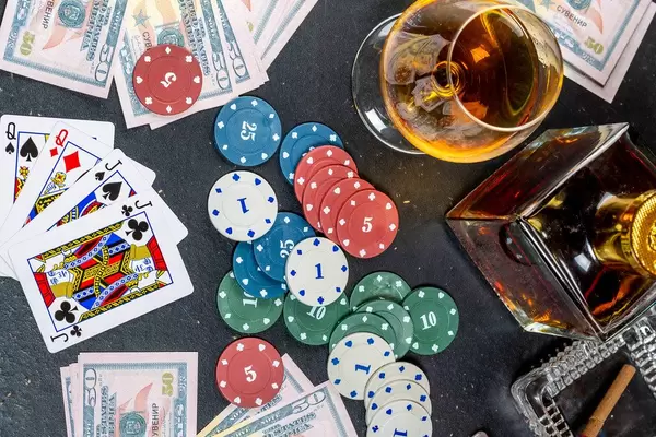 Top view of the poker game