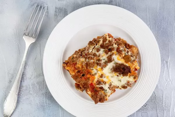 Top view of Vegetables Pie on the plate