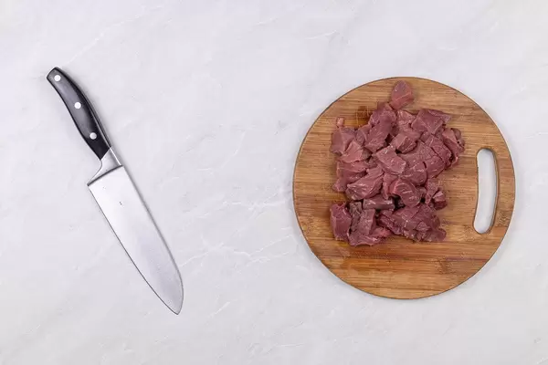 Top view Sliced and chopped raw Beef meat
