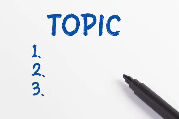 Topic list with blue marker pen