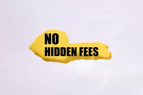 Torn paper hole with No Hidden Fees text