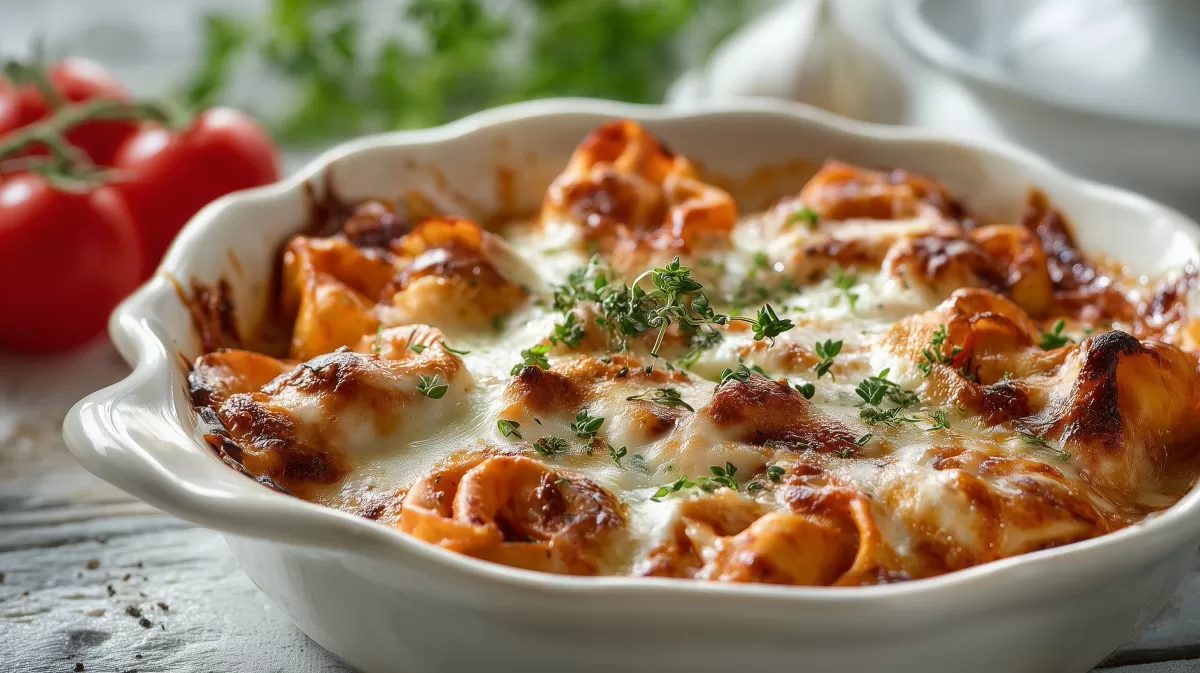 Tortellini-Auflauf in Tomatensauce mit Käse