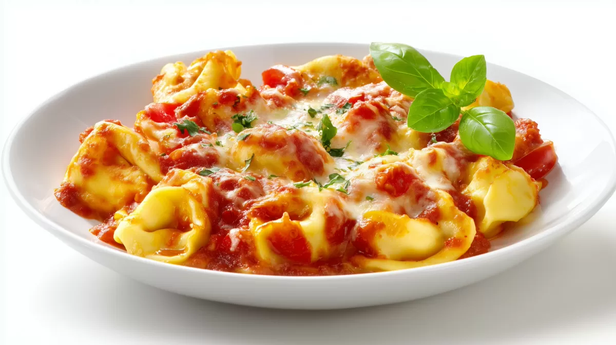 Tortellini Auflauf mit Tomatensauce und Käse