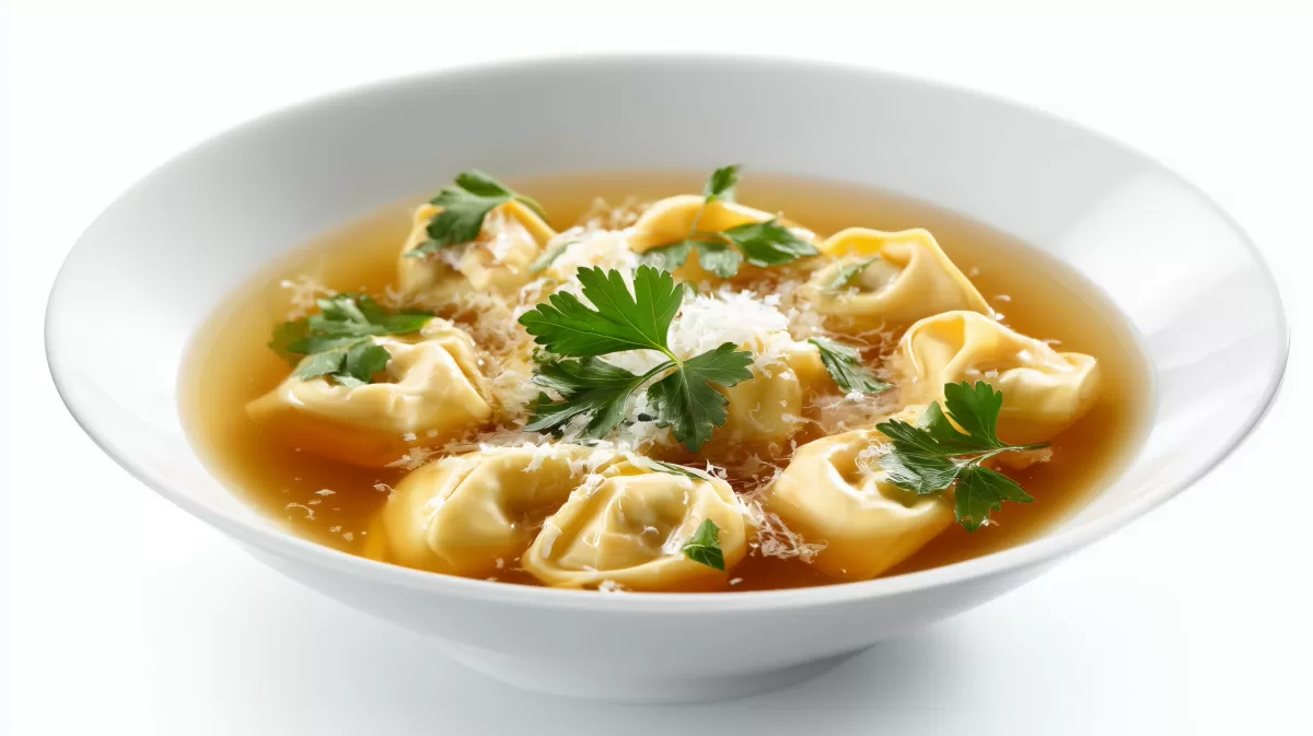 Tortellini in Brodo mit Parmesan und Petersilie