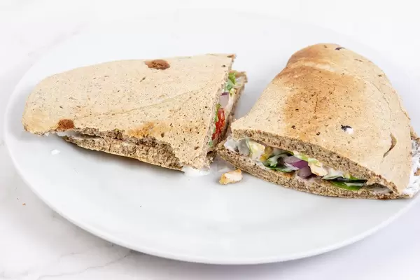 Tortilla with Meat and Vegetables on the plate