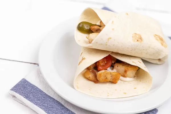 Tortillas with fried Chicken Meat and Vegetables