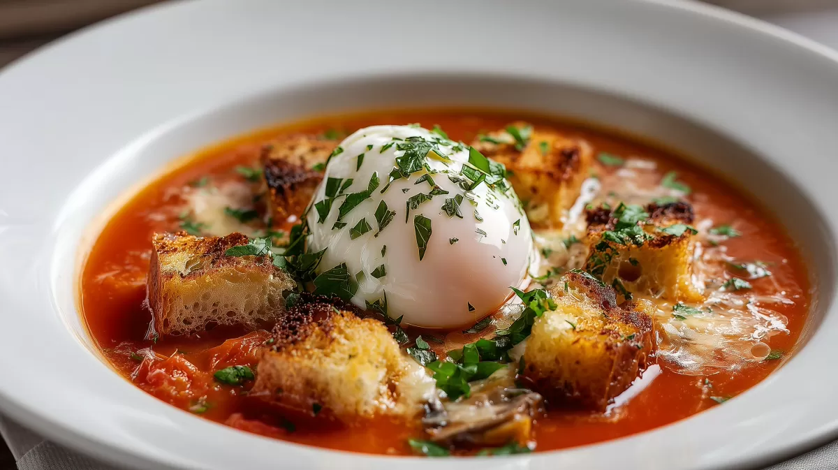 Toskanische Acquacotta mit Tomaten und pochiertem Ei