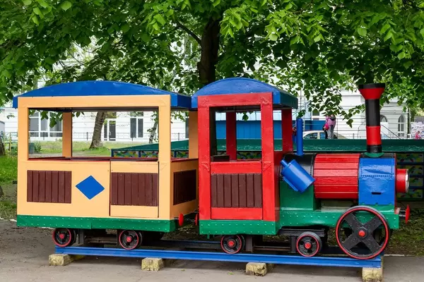 Toy train in child's playground