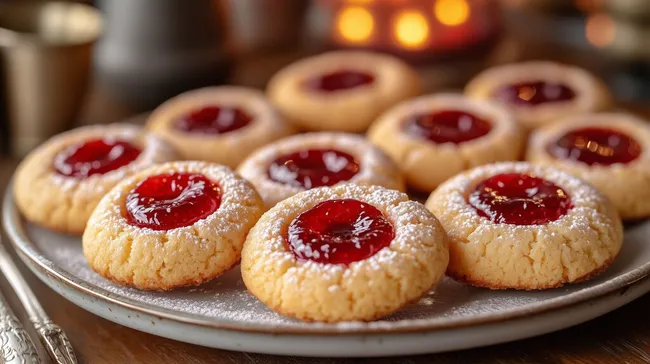 Traditionelle Butterplätzchen mit Marmeladenfüllung