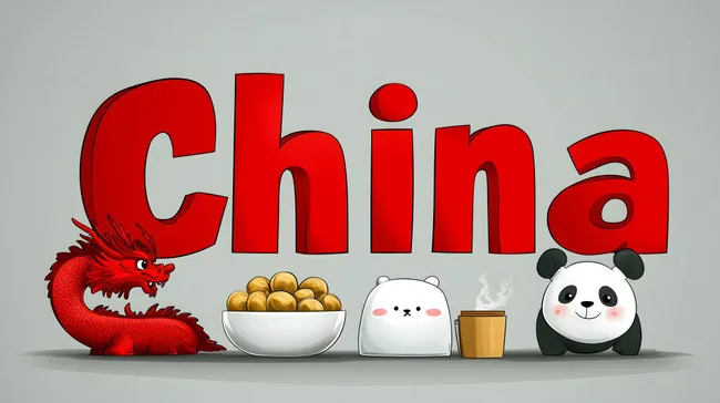 Traditionelle chinesische Kulinarik mit Drache und Panda