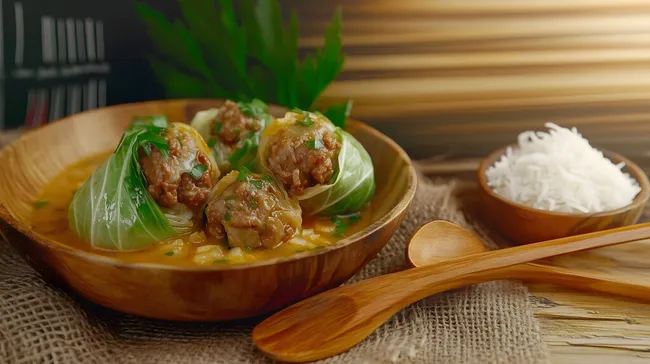 Traditionelle gefüllte Kohlrouladen mit Reis