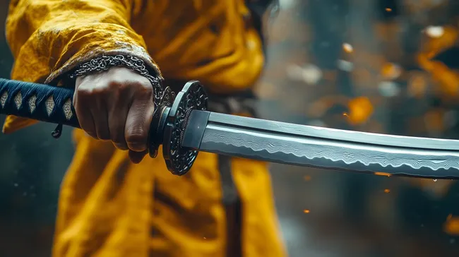 Traditionelle japanische Schwertkunst in Aktion