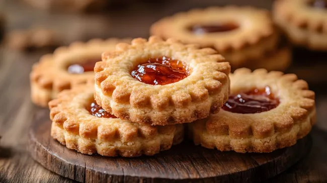Traditionelle Linzer Plätzchen mit fruchtiger Marmelade