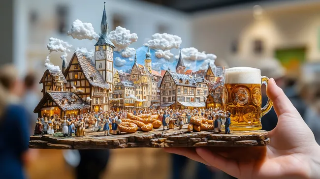 Traditionelle Oktoberfest-Szene mit Bier und Brezeln