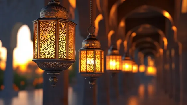 Traditionelle orientalische Laterne in Abendstimmung