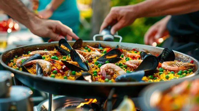 Traditionelle spanische Paella mit Meeresfrüchten