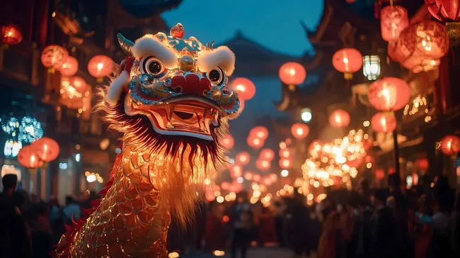 Traditioneller Drachentanz beim Chinesischen Neujahrsfest