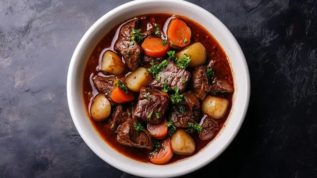 Traditioneller französischer Eintopf Boeuf Bourguignon