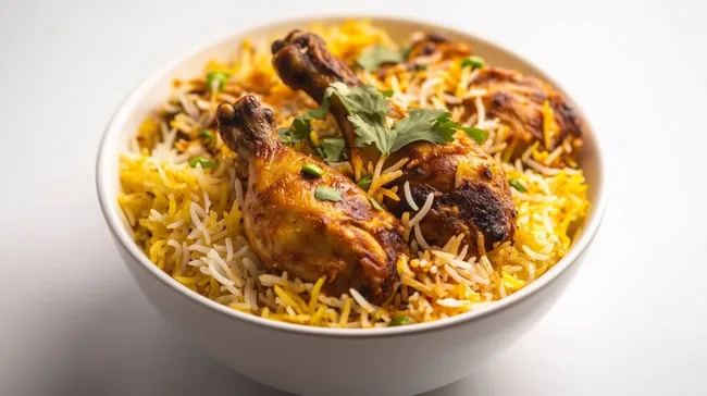 Traditioneller indischer Hühnchen-Biryani-Reis