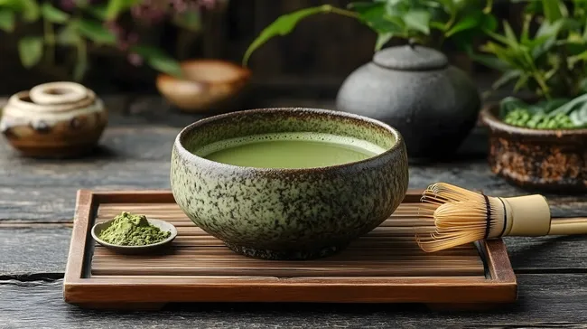 Traditioneller japanischer Matcha-Tee in Keramikschale