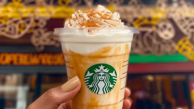 Traditioneller mexikanischer Frappuccino mit Sahne und Zimt