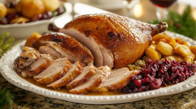 Traditioneller Weihnachtsbraten mit saisonalen Beilagen