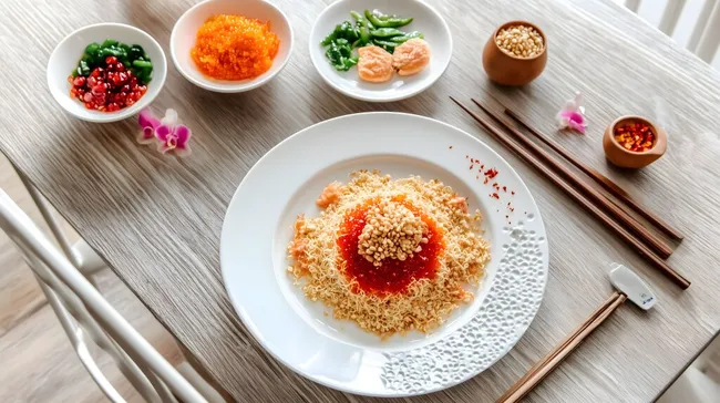 Traditionelles chinesisches Yee Sang-Gericht