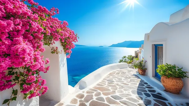 Traditionelles Dorf an der griechischen Küste