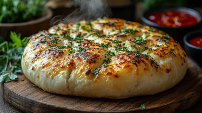 Traditionelles georgisches Katchapuri-Brot mit geschmolzenem Käse