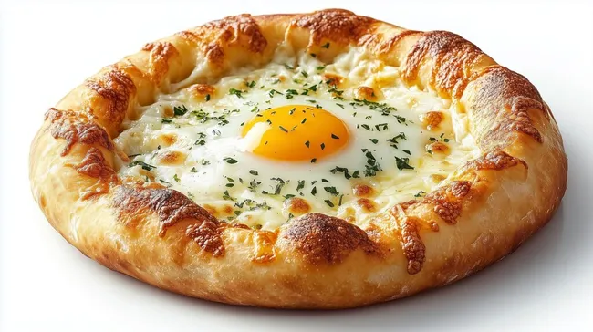 Traditionelles georgisches Khachapuri mit Käse und Ei