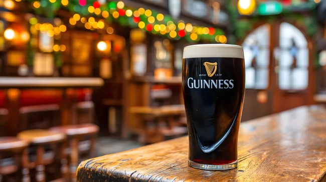 Traditionelles Guinness-Bier in rustikaler Kneipe