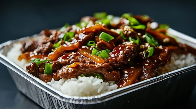 Traditionelles Koreanisches Rindfleischgericht mit Reis