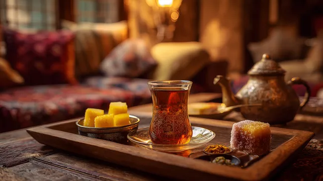 Traditionelles persisches Teeservice mit Leckereien