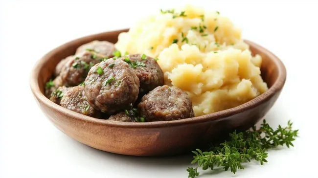 Traditionelles schottisches Haggis-Gericht mit Kartoffelbrei