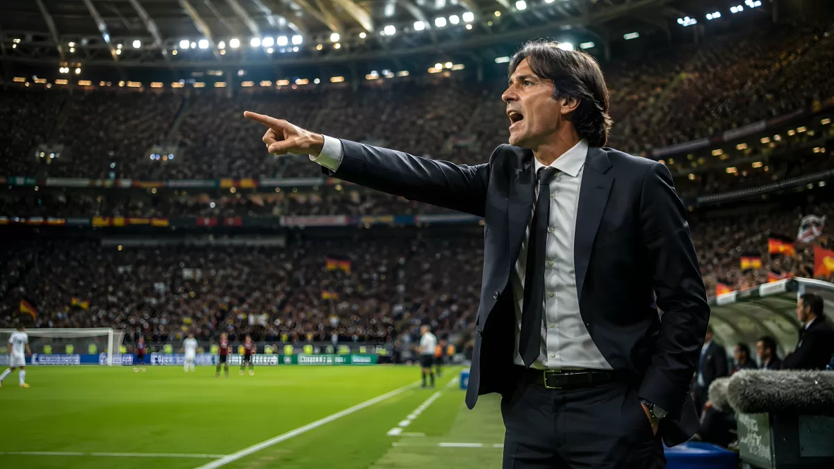 Trainer gibt taktische Anweisungen am Spielfeldrand