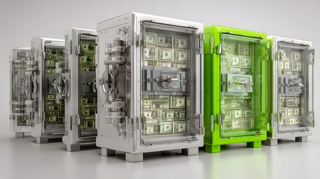 Transparente Tresor-Safes mit Dollarnoten - kostenloses Stockfoto