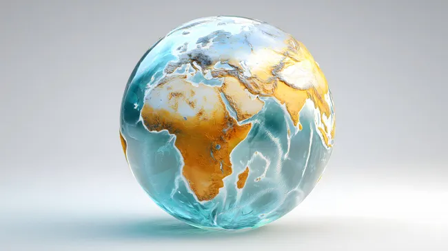 Transparenter Globus mit detaillierten Kontinenten