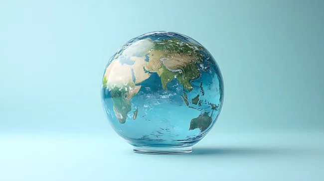 Transparenter, schwebender Erdball in Pastelltönen