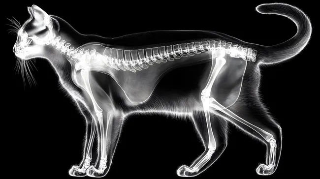 Transparentes Katzen-Röntgenbild in Schwarz-Weiß