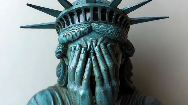 Trauernde Freiheitsstatue - Symbol für Emotion und Verlust