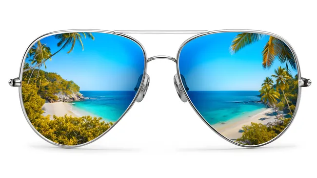 Traumhafte Bucht mit Palmen am türkisfarbenen Meer