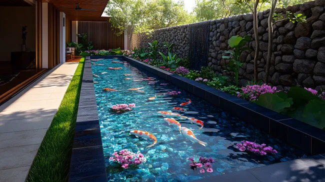 Traumhafter Koi-Teich in luxuriösem Garten