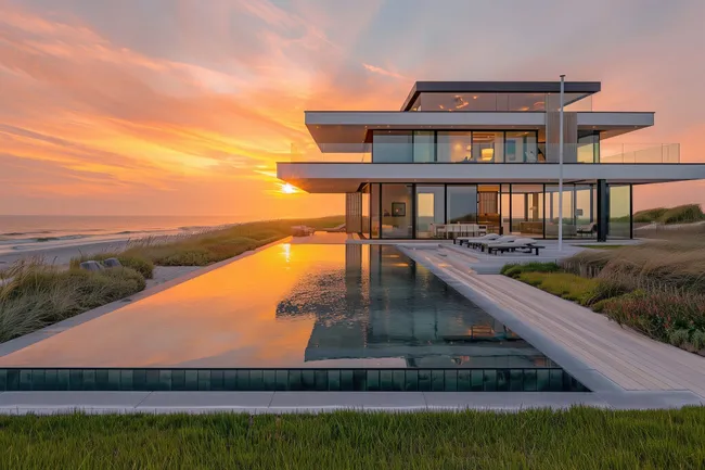 Traumhaftes Strandehaus im Sonnenuntergang