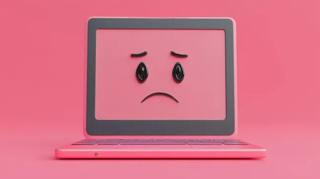 Trauriger Laptop mit emotionalem Gesichtsausdruck