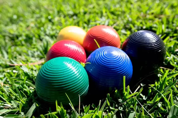 Triangle of croquet balls