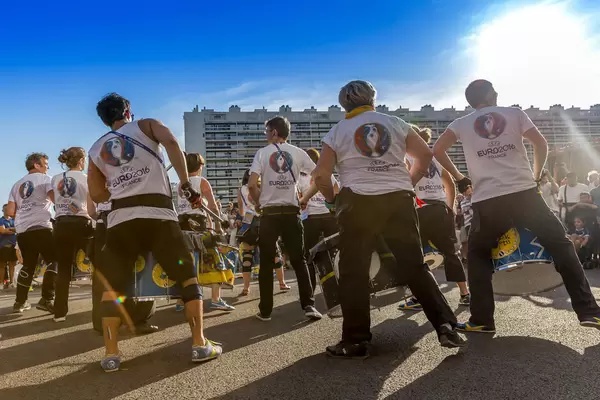 Trommler-Gruppe for Stadion in Marseille