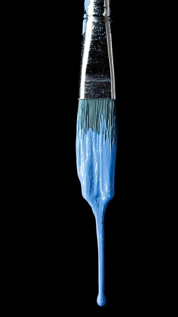 Tropfende Pinselspitze mit blauer Farbe