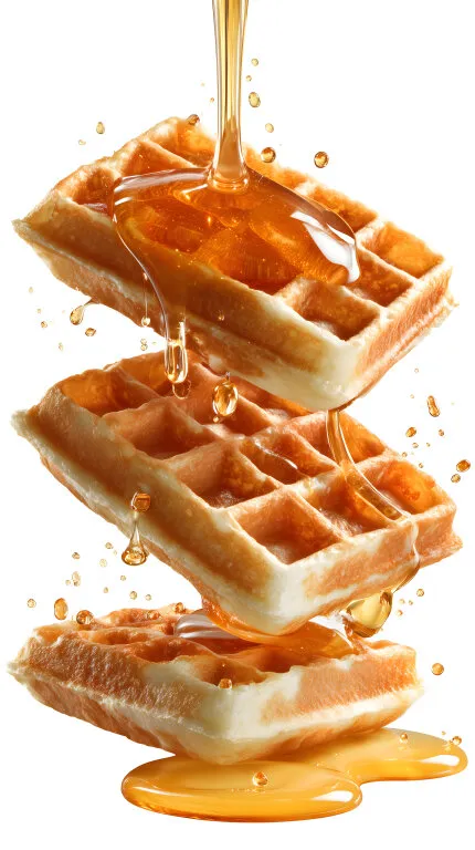 Tropfender Honig auf knusprigen Waffeln