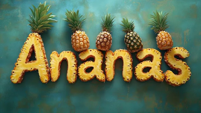 Tropische Ananasschrift in kräftiger Farbpalette